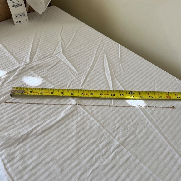 🔴Dainty Boho Minimalist Gold plated Silver Necklace w/white stone beads accent - Picture 2 of 3